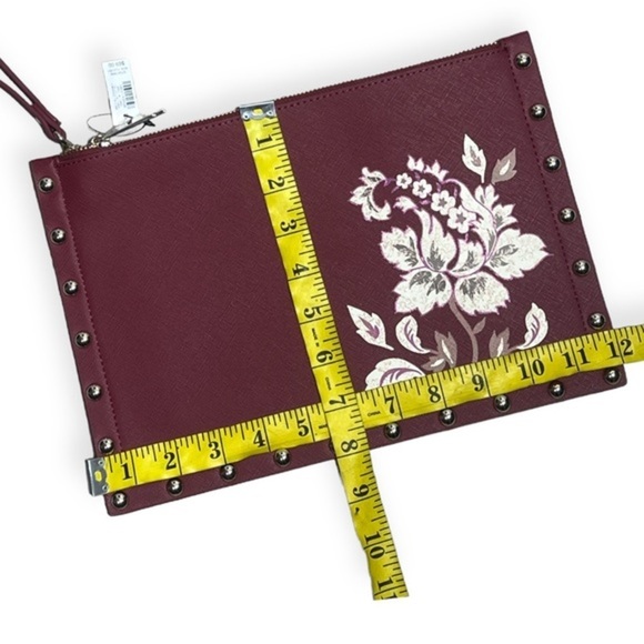 WHBM wine burgundy merlot floral studded envelope clutch wristlet handbag - Picture 5 of 8